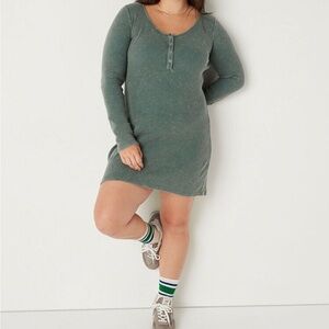 Victoria's Secret Olive Green Ribbed Henley Mini Dress
